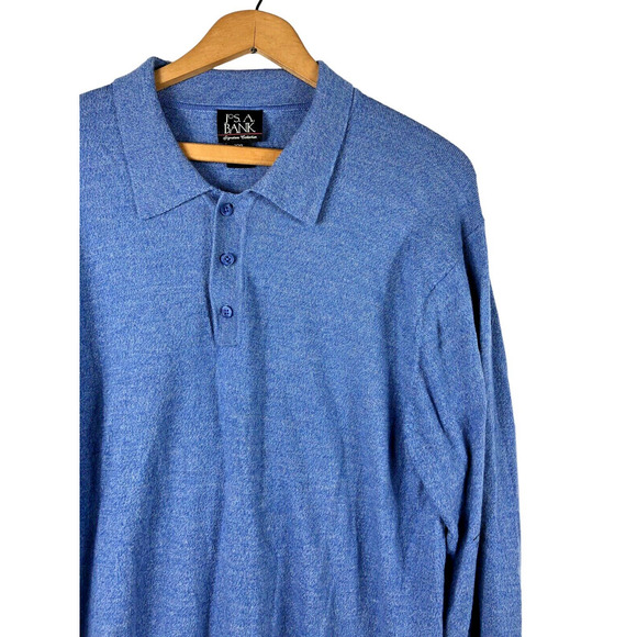Joseph A Bank Sweater XXL 2XL 100% Italian Merino Wool Pullover Collared Blue - Picture 3 of 5
